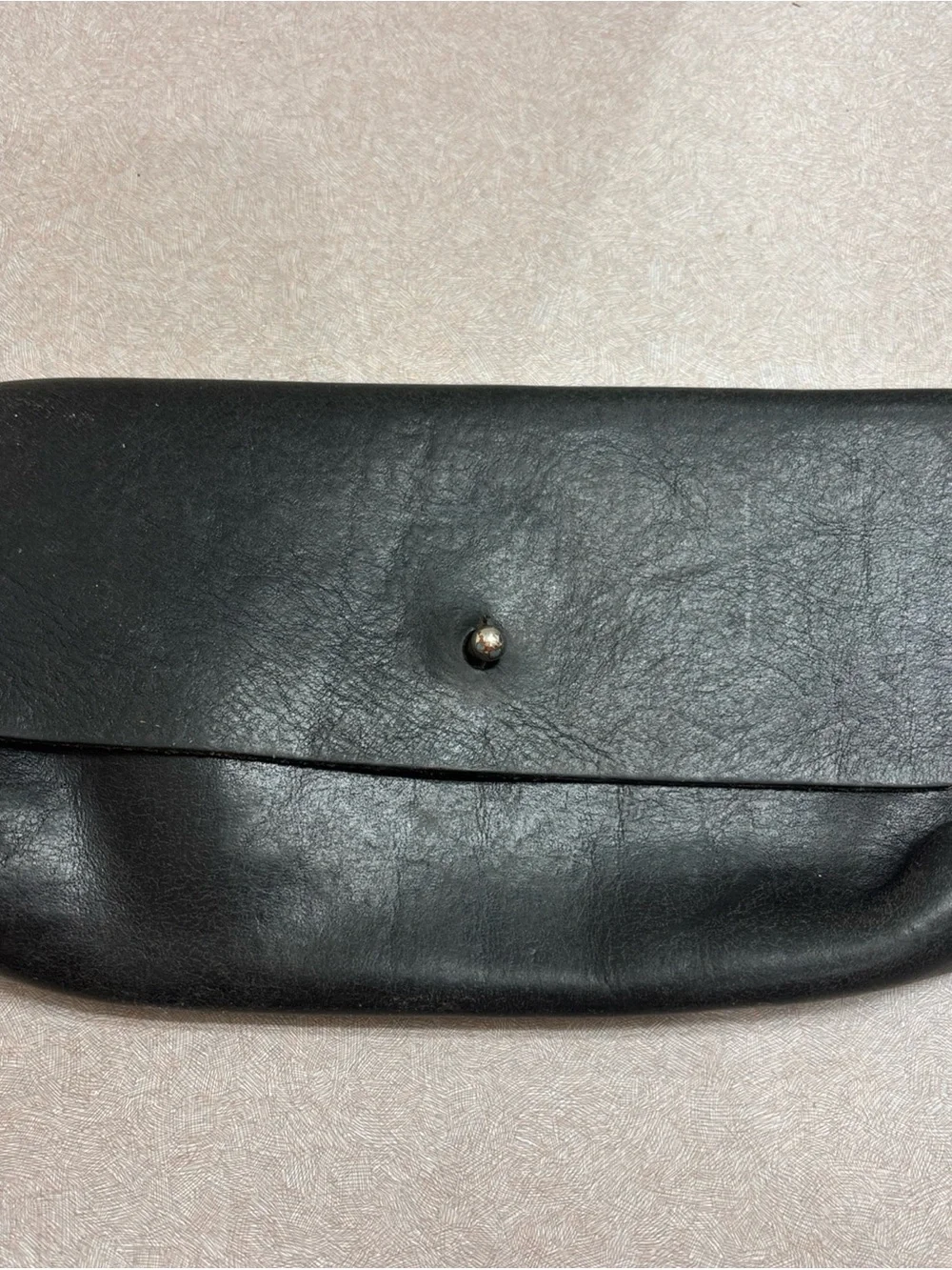 Will Leather Goods Black Distressed Leather Pouch Work Bag Metal Stud Fastener